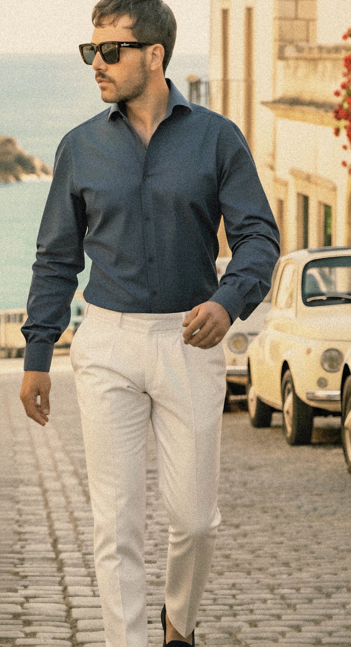 Navy Blue - Chambray denim shirt