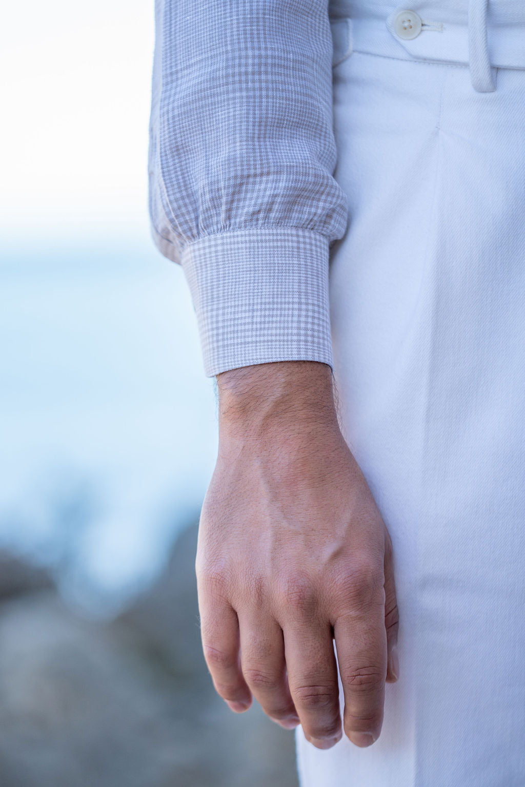 Beige Check - linen shirt