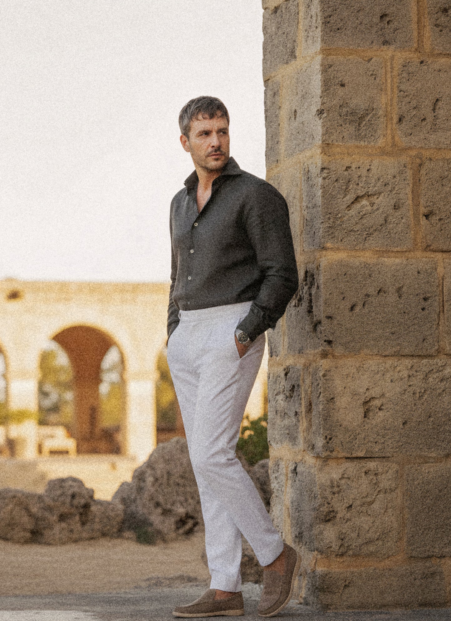 Olive green - linen shirt