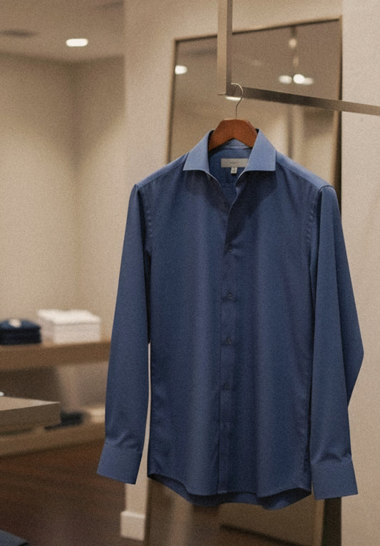 Navy Blue - Chambray denim shirt