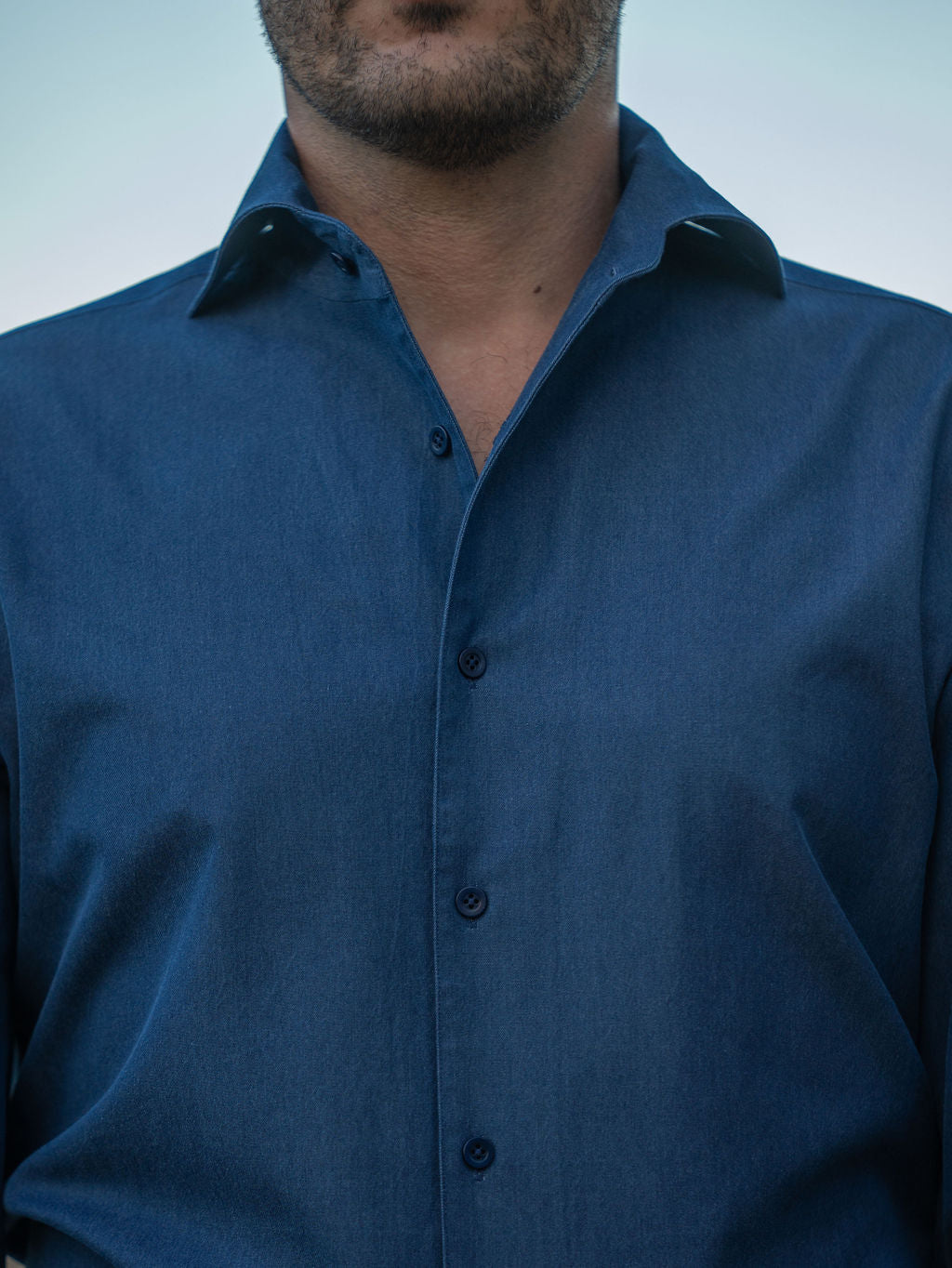 Navy Blue - Chambray denim shirt