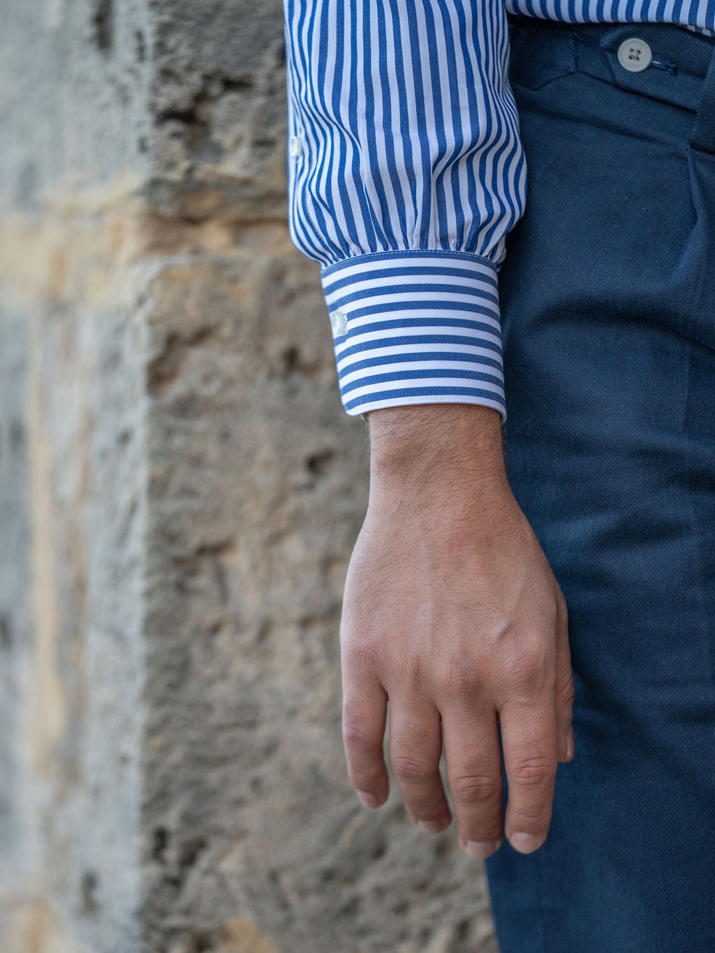 Capri blue stripe-  Popline Cotton