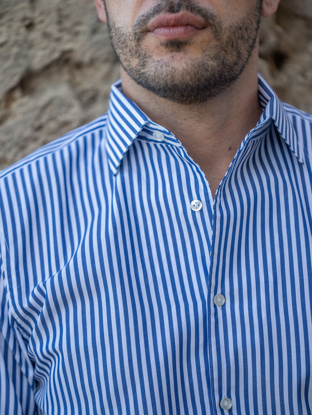 Capri blue stripe-  Popline Cotton