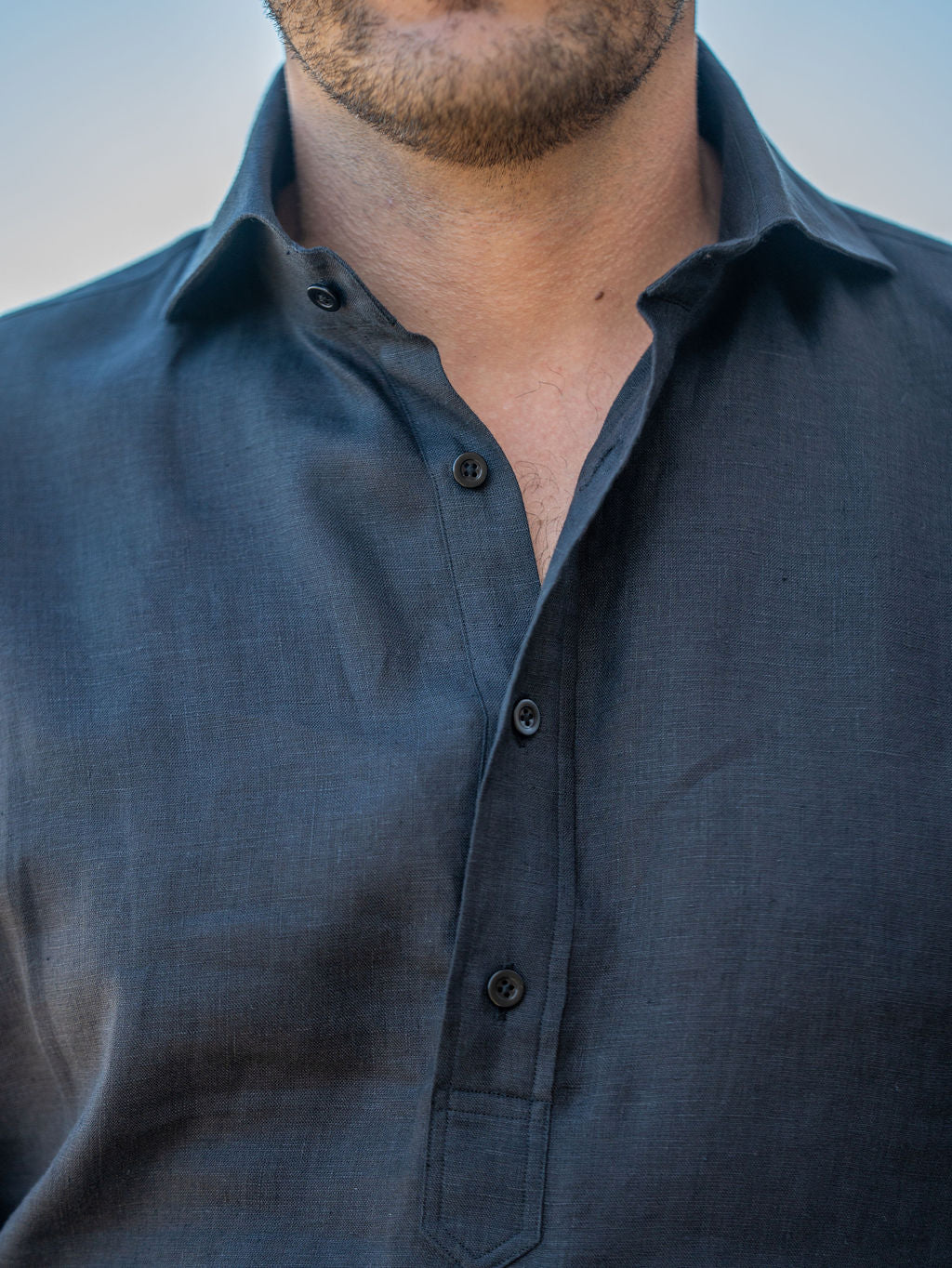Positano black -  popover linen shirt